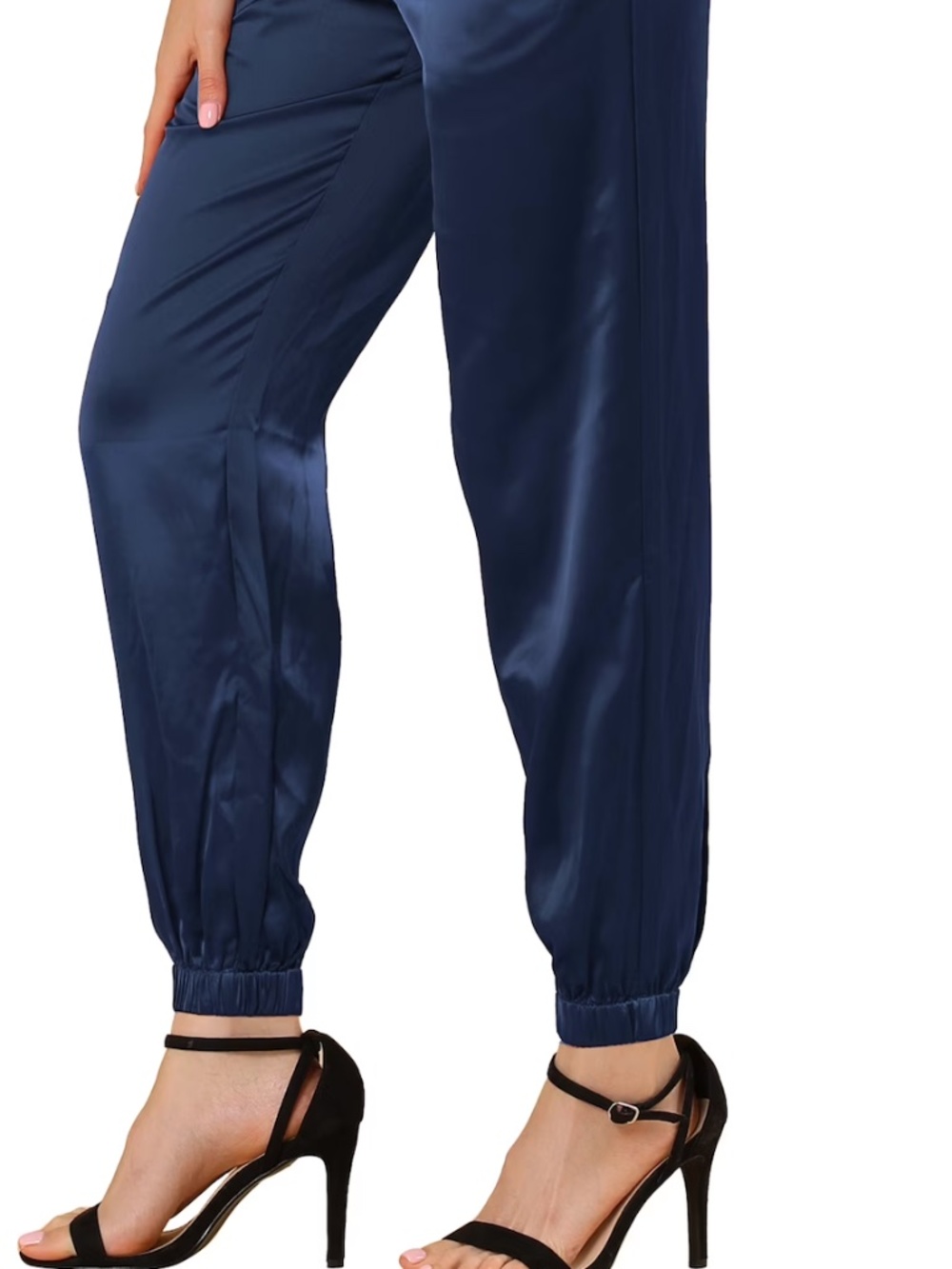 Sapphire Blue Satin Jogger Pants - New with Tags - M/L